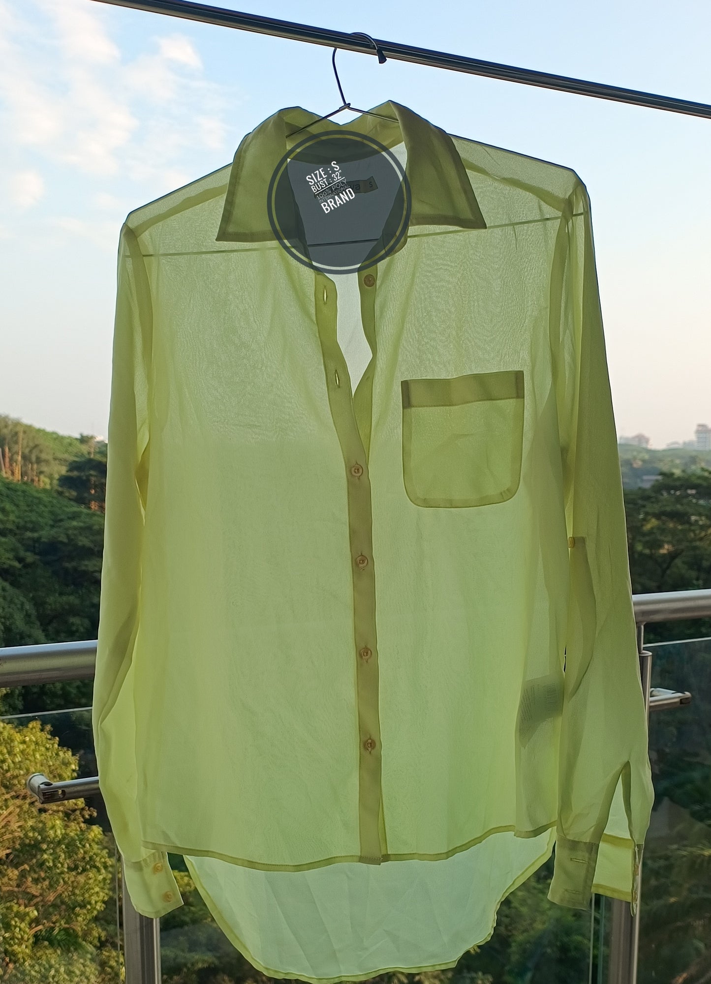 Pre-Loved Sheer Lime Green Shirt